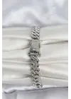 Gümüş Renk Pirinç Cuba Chain Gurmet Bileklik