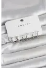 Gümüş Renk Pirinç Kemik Model 3 Çift Kadın Küpe Seti
