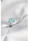 Gümüş Renk Turkuaz Yıldız Model Kadın Yüzük