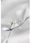 Gümüş Renk Yıldız Model Sedefli Zirkon Taşlı Kadın Yüzük