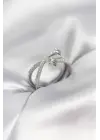 Gümüş Renk Zirkon Taşlı Halley Model Kadın Yüzük