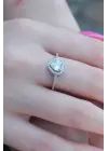 Gümüş Zirkon Taşlı Kalp Model Charm  Çelik Yüzük