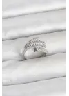 Gümüş Renk Zirkon Taşlı Pirinç Kadın Yüzük