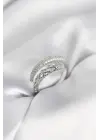 Gümüş Renk Zirkon Taşlı Sarmal Kadın Yüzük