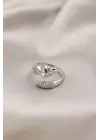 Gümüş Renkli Metal Kaplan Model Zirkon Taşlı Kadın Yüzük