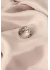 Gümüş Renkli Metal Zirkon Taşlı Ayarlanabilir Kadın Yüzük