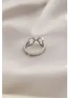 Gümüş Renkli Metal Zirkon Taşlı Kadın Yüzük