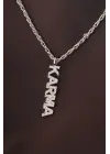 Gümüş Renkli Zirkon Taşlı Karma Yazılı Kolye