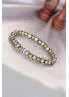 Hematit Silver Gold Renk Doğal Taş Erkek Bileklik