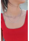 İnce Burgu Zincir Gümüş Renk Çelik Kadın Kolye