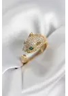 Jaguar Model Gold Renk Zirkon Taşlı Kadın Yüzük