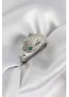 Jaguar Model Gümüş Renk Zirkon Taşlı Kadın Yüzük