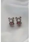 Kahverengi Ayıcık Teddy Figür Çilek Detay Kadın Küpe