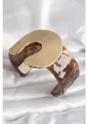 Kahverengi Mermer Desen Akrilik Plastik Gold Nal Model Plaka Vintage Kadın Bilezik