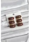 Kahverengi Vintage Model Gold Renk Kadın Küpe