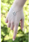 Kalp Figürlü Zirkon Taşlı Silver Renk Şahmeran Bileklik