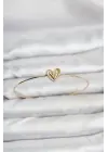 Kalp Model Gold Renk Çelik Kelepçe Bileklik