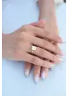 Kare Plaka Gold Renk Kadın Yüzük