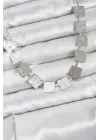 Kare Plaka Model Gümüş Renk Kadın Kolye