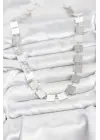 Kare Plaka Model Gümüş Renk Kadın Kolye