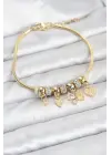 Kelebek Charmlı Gold Renk Kadın Bileklik