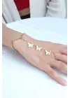 Kelebek Figürlü Gold Renk Çelik Kadın Şahmeran