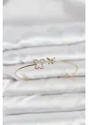 Kelebek Model Gold Renk Minimal Kelepçe Bilezik