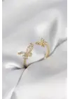 Kelebek Model Zirkon Taşlı Gold Renk Kadın Yüzük