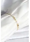 Kelebek Model Zirkon Taşlı Gold Renk Pirinç Su Yolu Kadın Bileklik