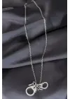 Kelepçe Model Gümüş Renk Metal Zincirli Erkek Kolye
