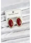 Kırmızı Badem Model Vintage Kadın Küpe