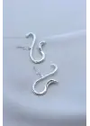 Kobra Yılan Tasarımlı Gümüş Renk Küpe