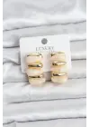 Krem Renk Pirinç Vintage Kadın Küpe