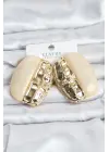 Krem Renk Pirinç Vintage Kadın Küpe Çift Renk