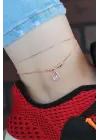 Kristal Taşlı Rose Renk Çift Zincirli Hal Hal