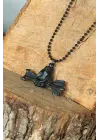 Krom Kaplama Siyah Renk Metal Ok ve El Tasarım Erkek Kolye