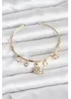 Kuğu Charmlı Gold Renk Kadın Bileklik
