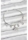 Kuğu Charmlı Gümüş Renk Kadın Bileklik