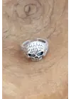 Kuru Kafa Desen Ayarlanabilir Gümüş Renk Erkek Yüzük
