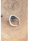Kuru Kafa Desen Ayarlanabilir Gümüş Renk Erkek Yüzük