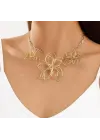 Lotus Çiçek Model Yapışan Choker Kolye Çoklu