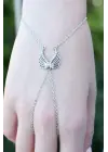 Melek Kanadı Figürlü Zirkon Taşlı Silver Renkli Şahmeran Bileklik