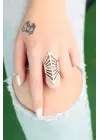 Metal Eskitme Gümüş Renk Otantik Ayarlamalı Bayan Yüzük