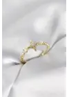 Minimal Kutup Yıldızı Model Zirkon Taşlı Gold Renk Kadın Yüzük