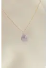 Minimal Lila Kristal Taşlı Kolye
