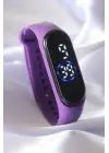 Mor Renk Silikon Dijital Dokunmatik Led Saat