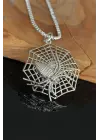 Örümcek Tasarım Silver Renk Zincirli Erkek Kolye