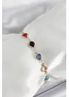 Pirinç Asorti Model Gold Renk Zirkon Taşlı Kadın Bileklik