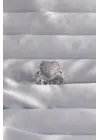  Ayarlamalı Gümüş Zirkon Taşlı Bombeli Kalp Yüzük