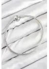 Pirinç Charm Topcuk Model Gümüş Renk Kadın Bileklik